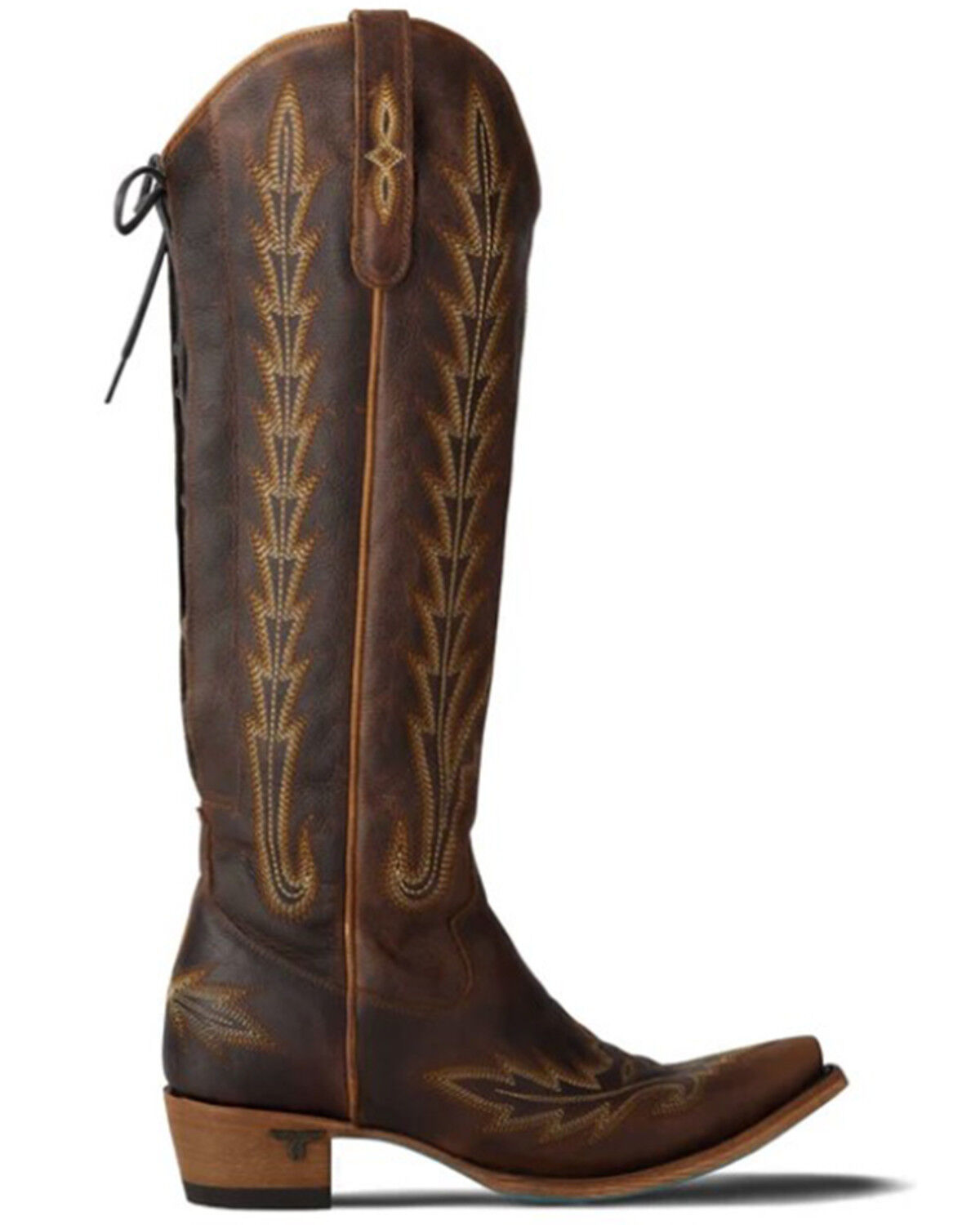Image #2 - Lane Women's Lexington Knee High Corset Western Boots - Snip Toe, Cognac, hi-res