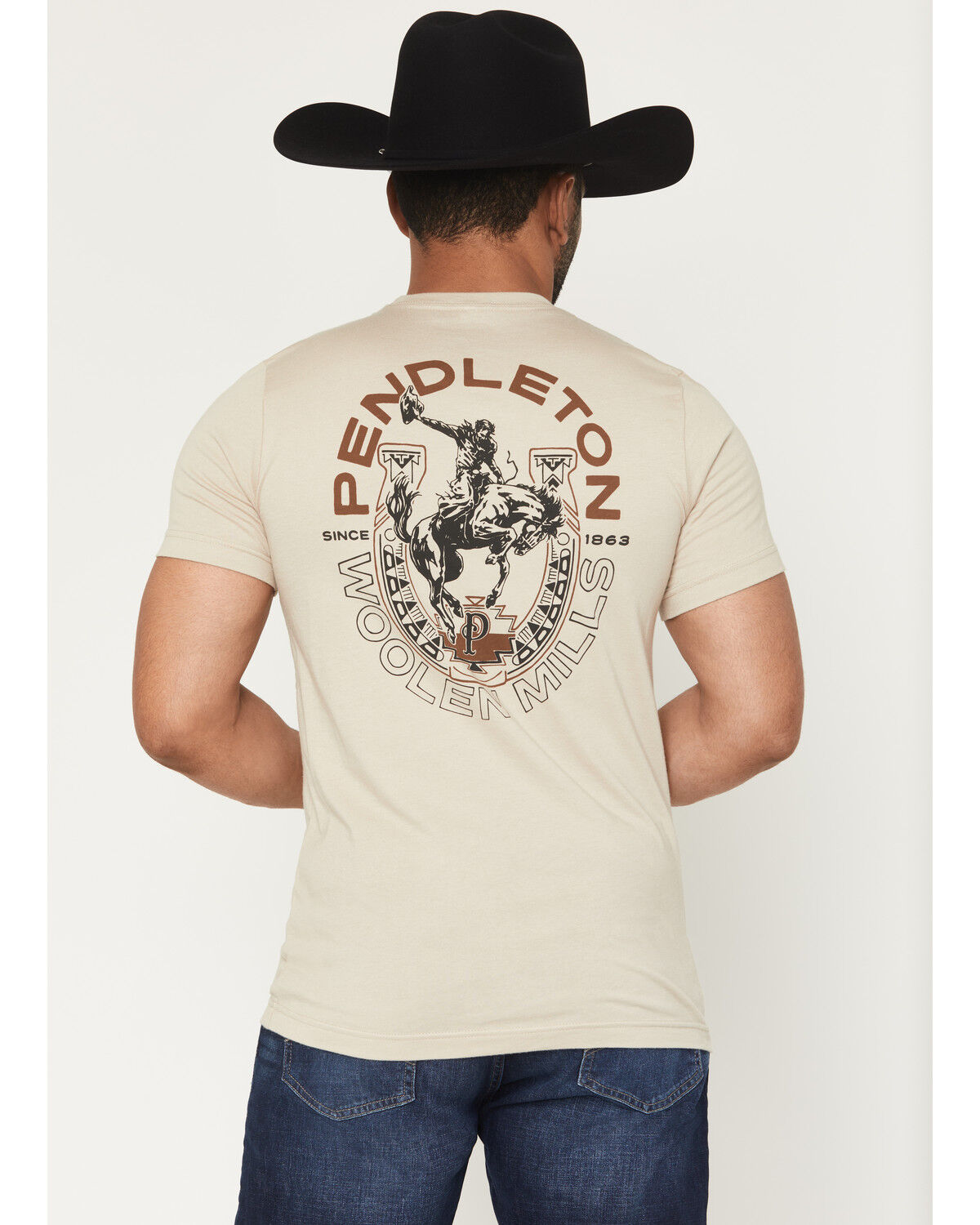 Pendleton Men's Rodeo Horseshoe Short Sleeve Graphic T-Shirt, Tan, hi-res