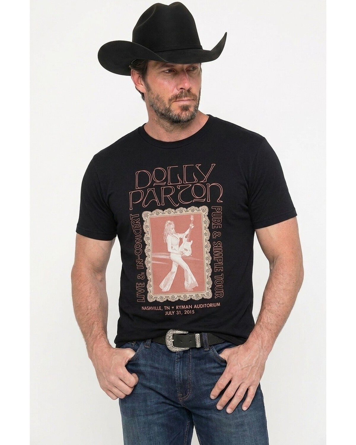 Dolly Parton Men's Dolly Live in Concert Short Sleeve Graphic T-Shirt, Black, hi-res