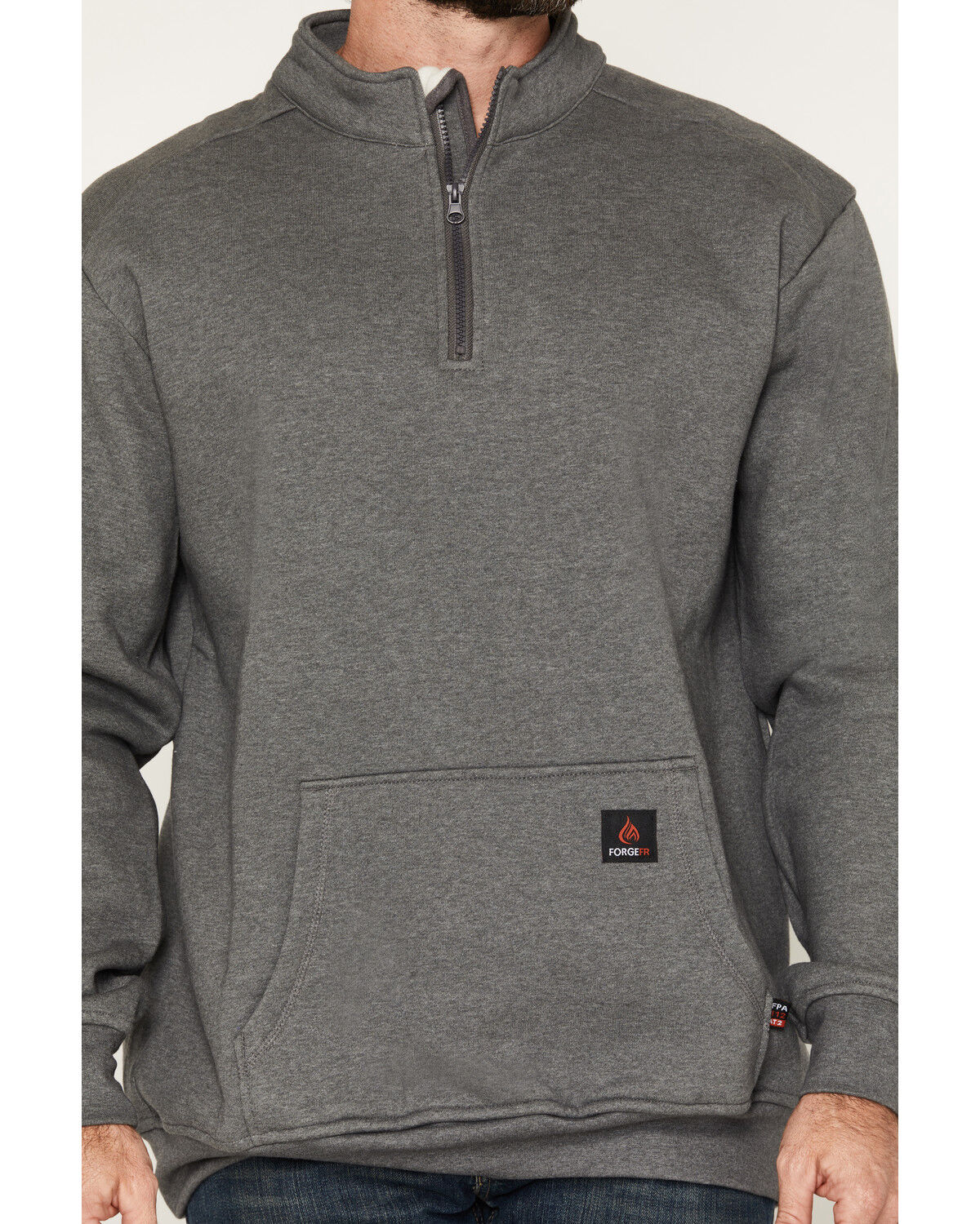 Image #3 - Forge Workwear Men's FR Solid 1/4 Zip Work Pullover, Charcoal, hi-res