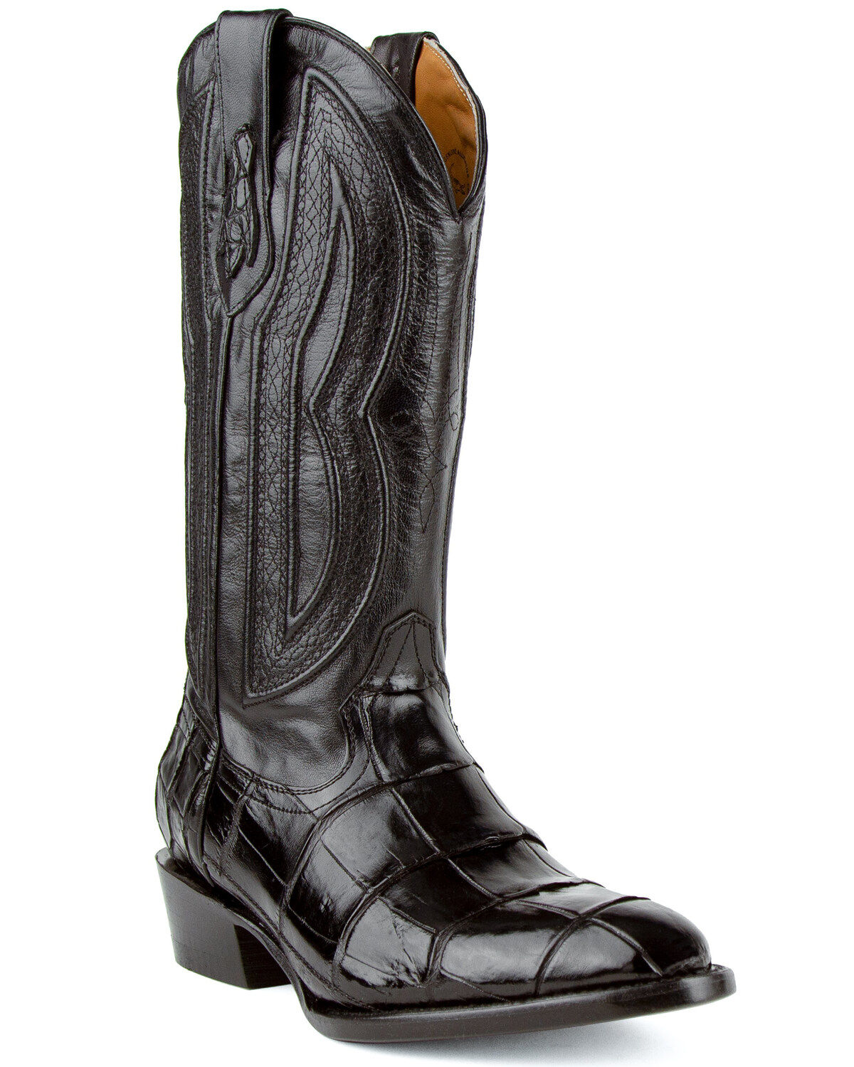 Image #1 - Ferrini Men's Stallion Alligator Belly Western Boots - Round Toe, Black, hi-res