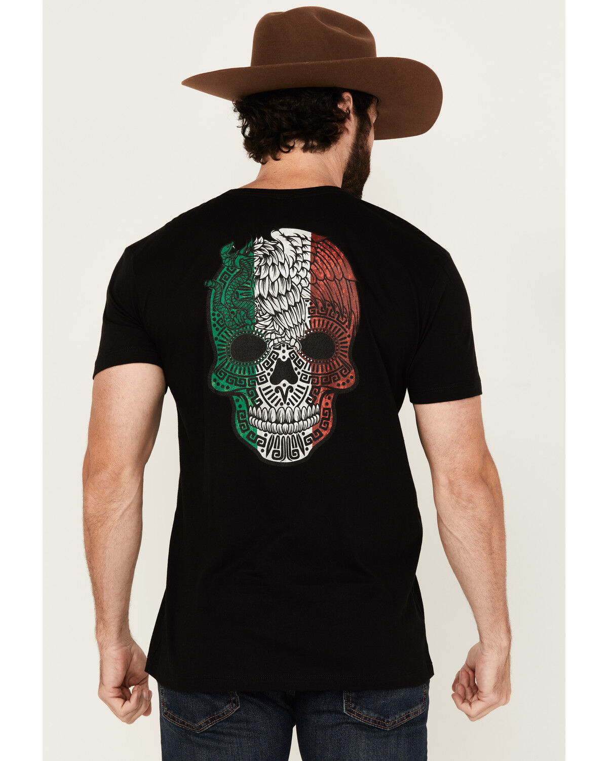 Image #1 - Moonshine Spirit&reg; Men's Eagle Skull Mexico Short Sleeve Graphic T-Shirt, Black, hi-res