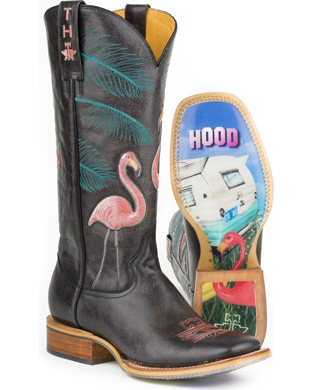 Tin Haul Women's Trailerhood Western Boots - Broad Square Toe, Black, hi-res