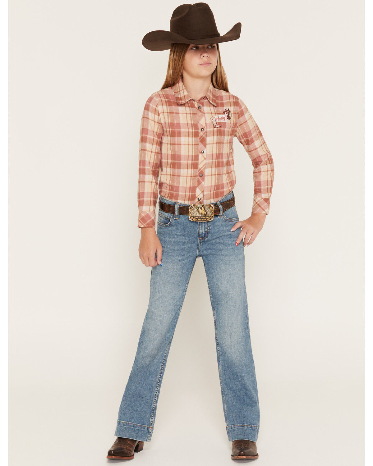 Image #1 - Wrangler Girls' Medium Wash Nala Trouser Stretch Denim Jeans, Medium Wash, hi-res