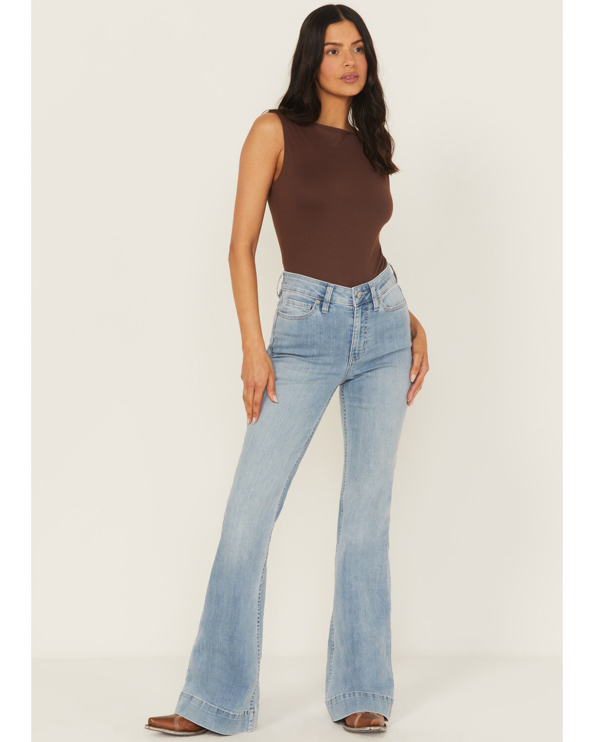 Image #1 - Shyanne Women's Joni High Rise Trouser Super Stretch Denim Jeans, Light Wash, hi-res