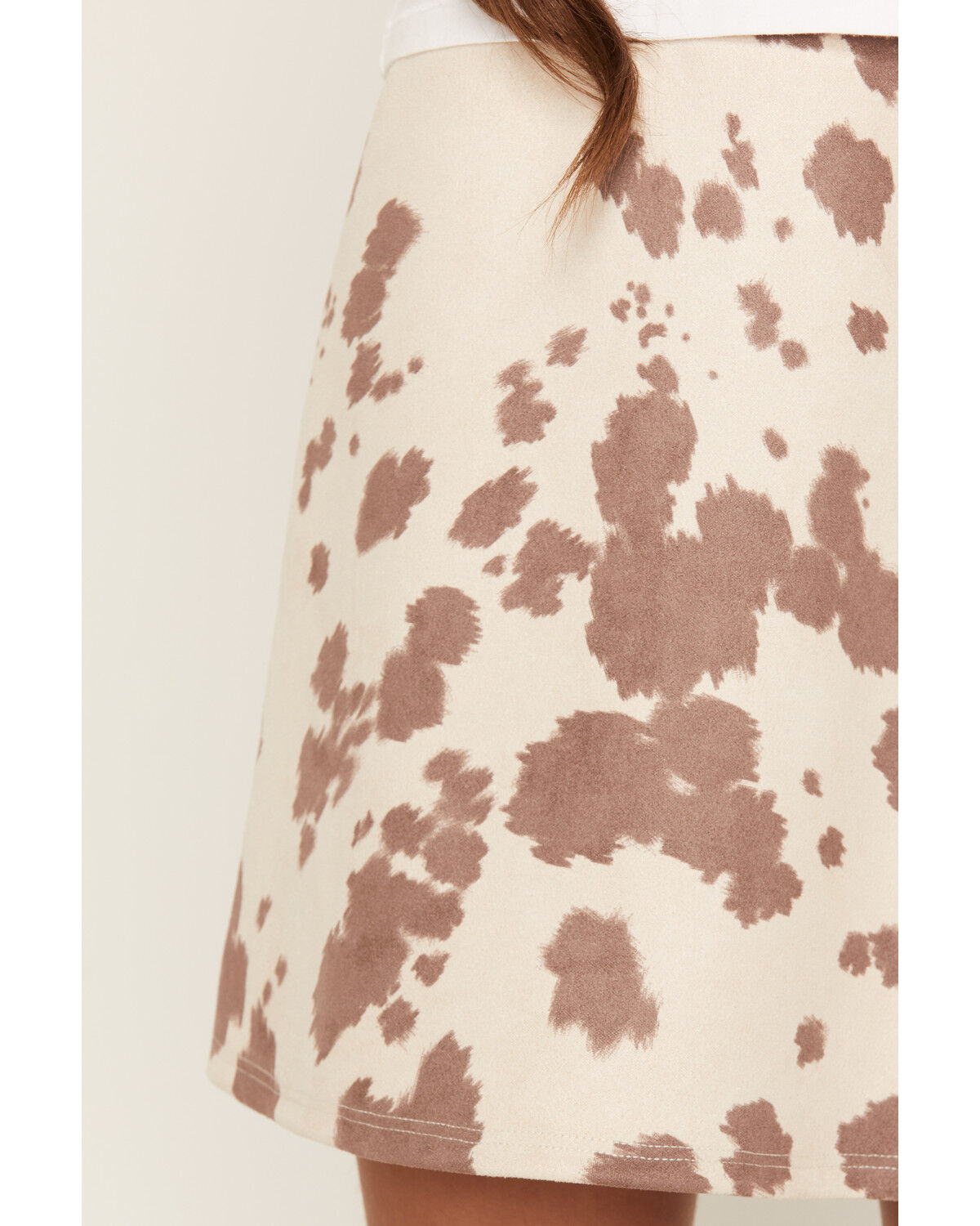 Image #2 - Originality Girls' Cow Print Faux Suede Pull-On Skort, Multi, hi-res
