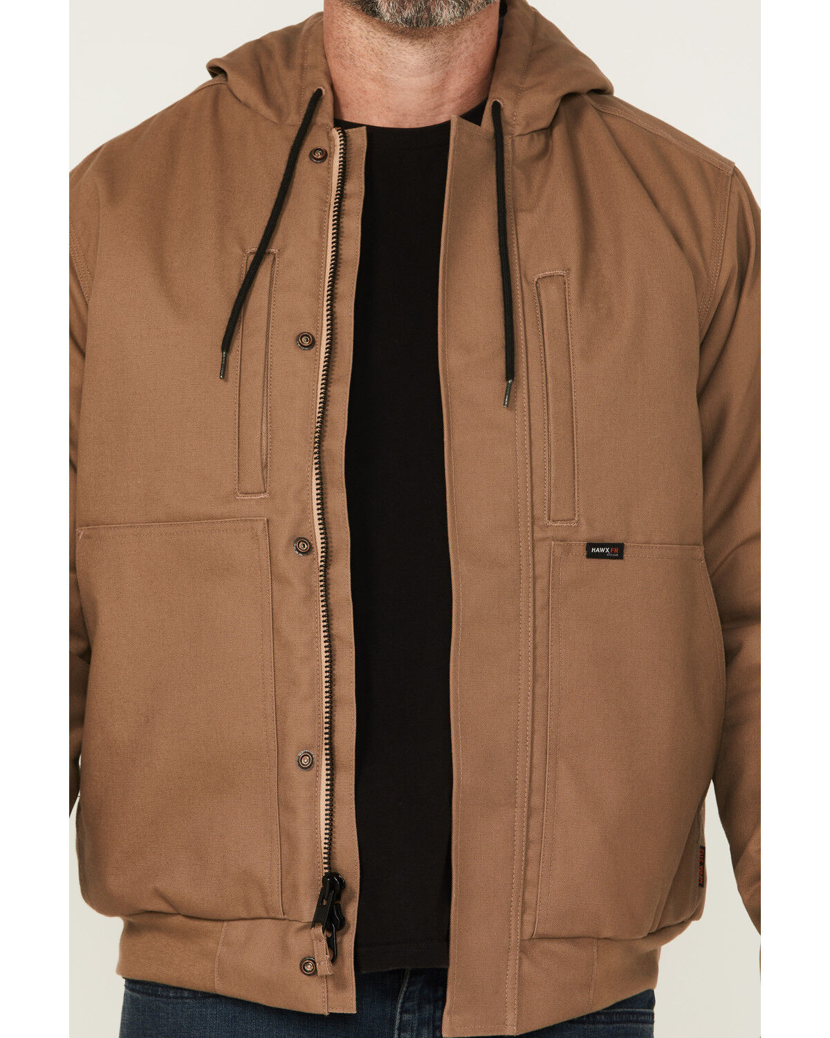Image #3 - Hawx Men's FR Hooded Bomber Work Jacket, Rust Copper, hi-res