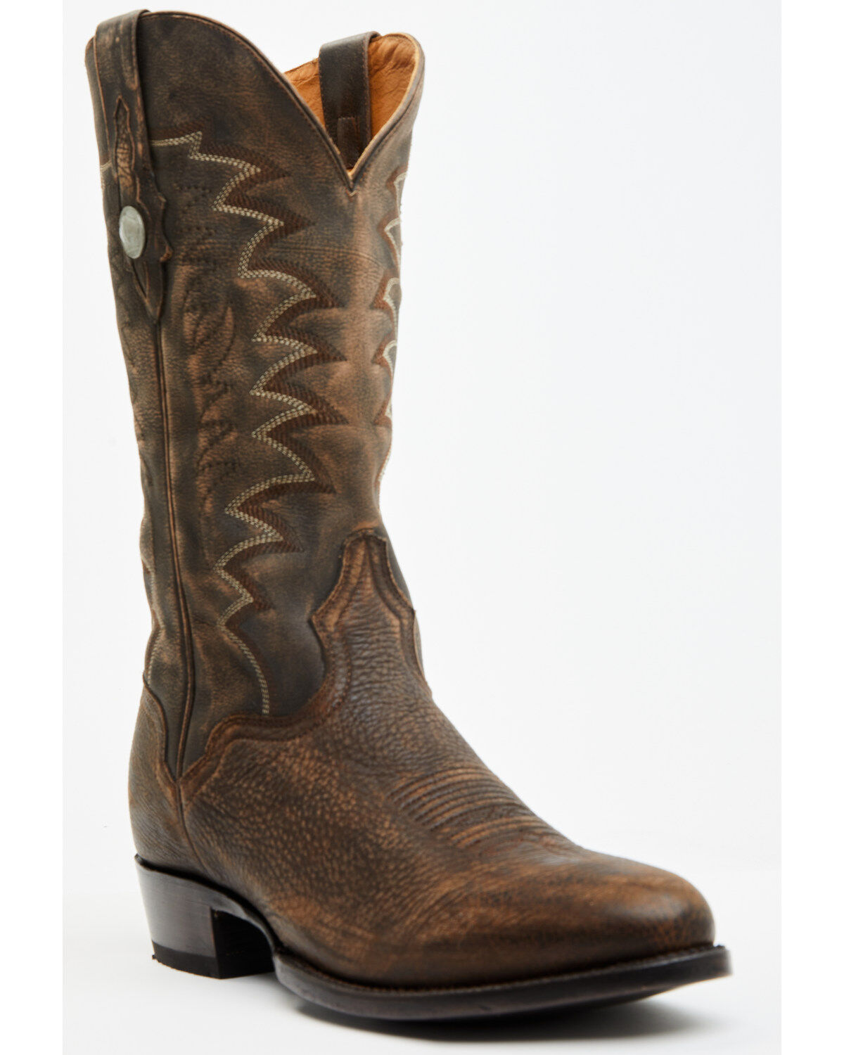 Image #1 - El Dorado Men's Bison Western Boots - Round Toe, Chocolate, hi-res