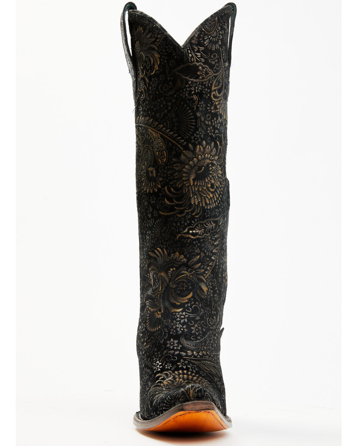 Image #4 - Corral Women's Floral Tall Western Boots - Snip Toe, Gold, hi-res