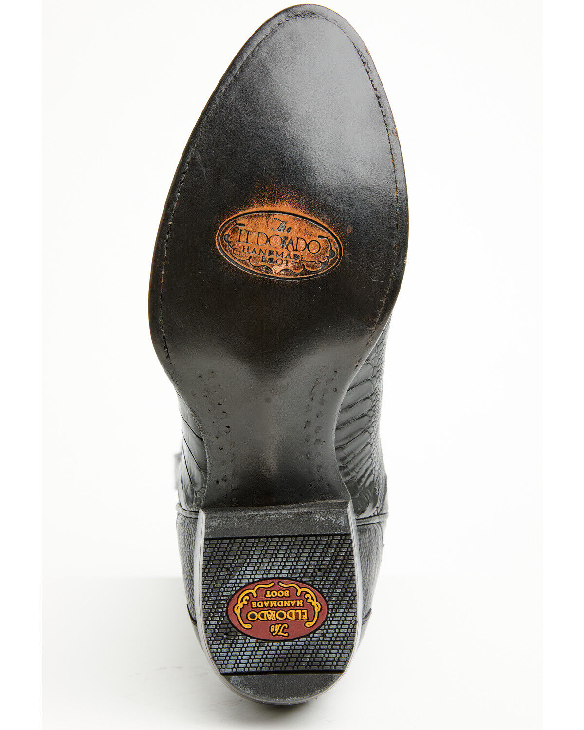 Image #7 - El Dorado Men's Handmade Ostrich Leg Western Boots - Round Toe, Black, hi-res
