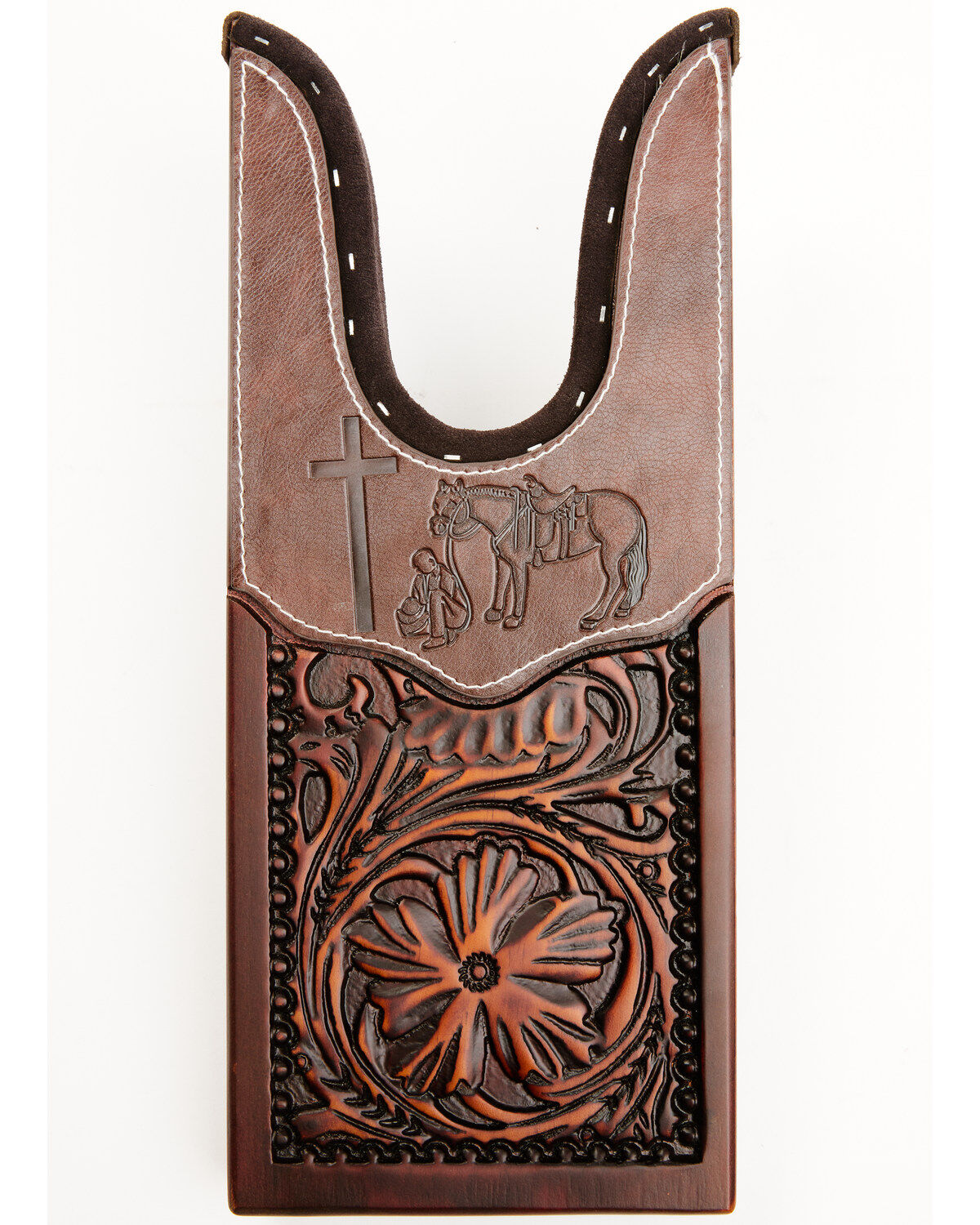 Boot Barn Praying Cowboy Tooled Boot Jack, Black Cherry, hi-res