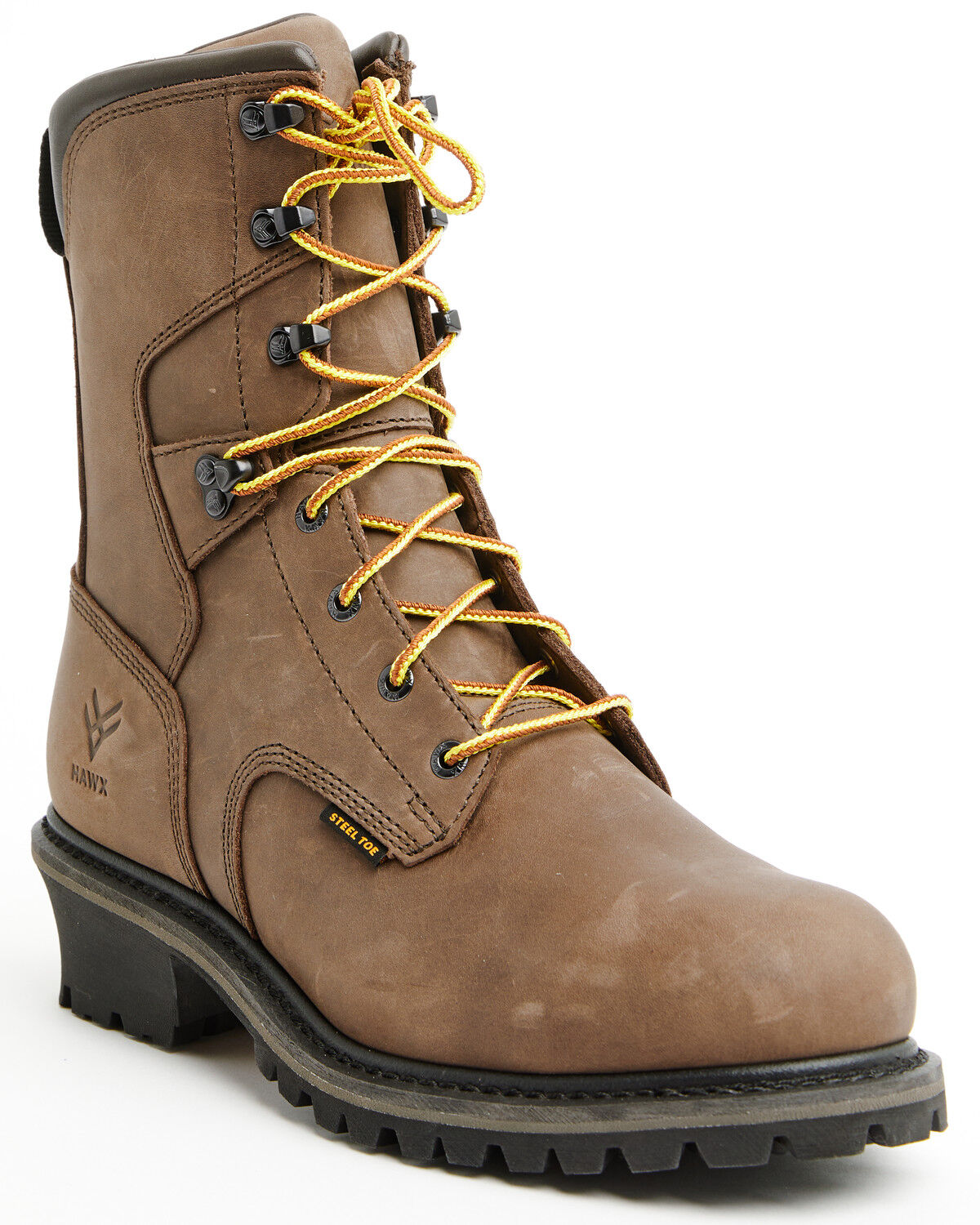 Hawx Men's 8" Logger Lace-Up Waterproof Work Boot - Steel Toe, Chocolate, hi-res