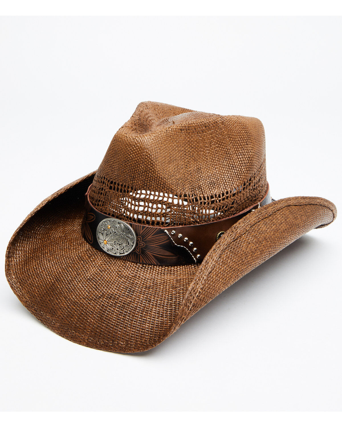 Image #1 - Shyanne Women's Brown Shane Raffia Straw Western Hat, Brown, hi-res
