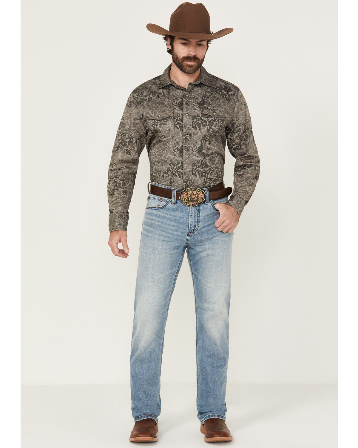 Blue Ranchwear Men's Banner Wash Jethro Slim Straight Stretch Denim Jeans, Medium Wash, hi-res