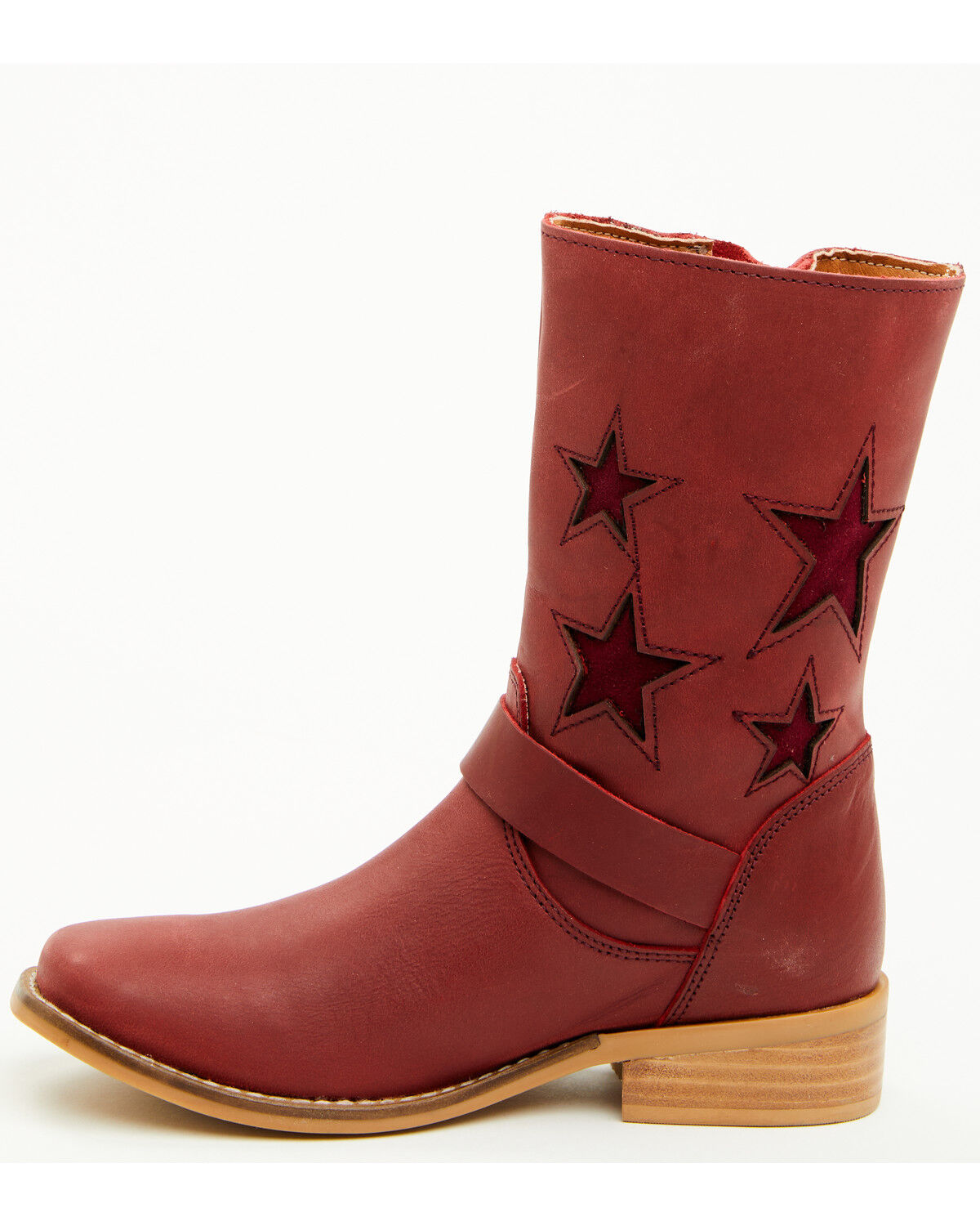 Image #3 - Dingo Girls' Blacklist Star Inlay Harness Boots - Square Toe, Wine, hi-res