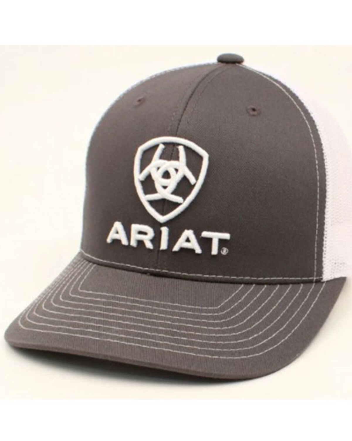 Image #1 - Ariat Men's Logo Ball Cap, Grey, hi-res