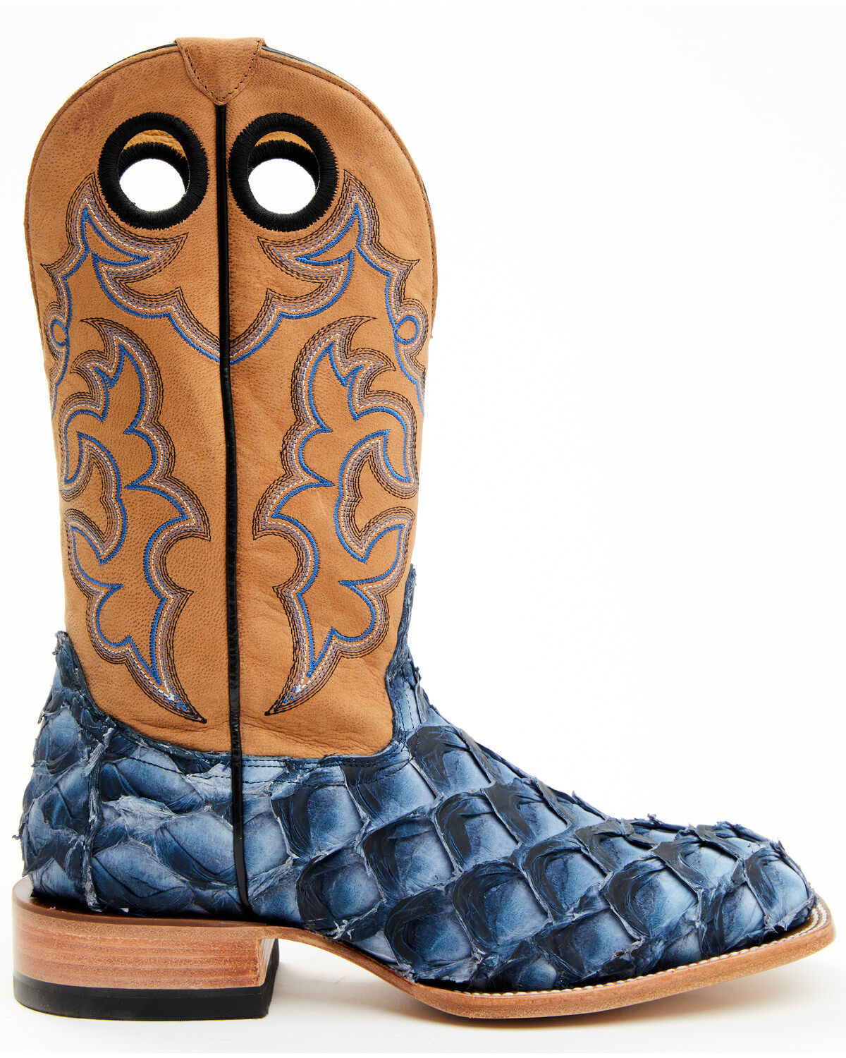 Image #2 - Cody James Men's Exotic Pirarucu Western Boots - Broad Square Toe, Blue, hi-res
