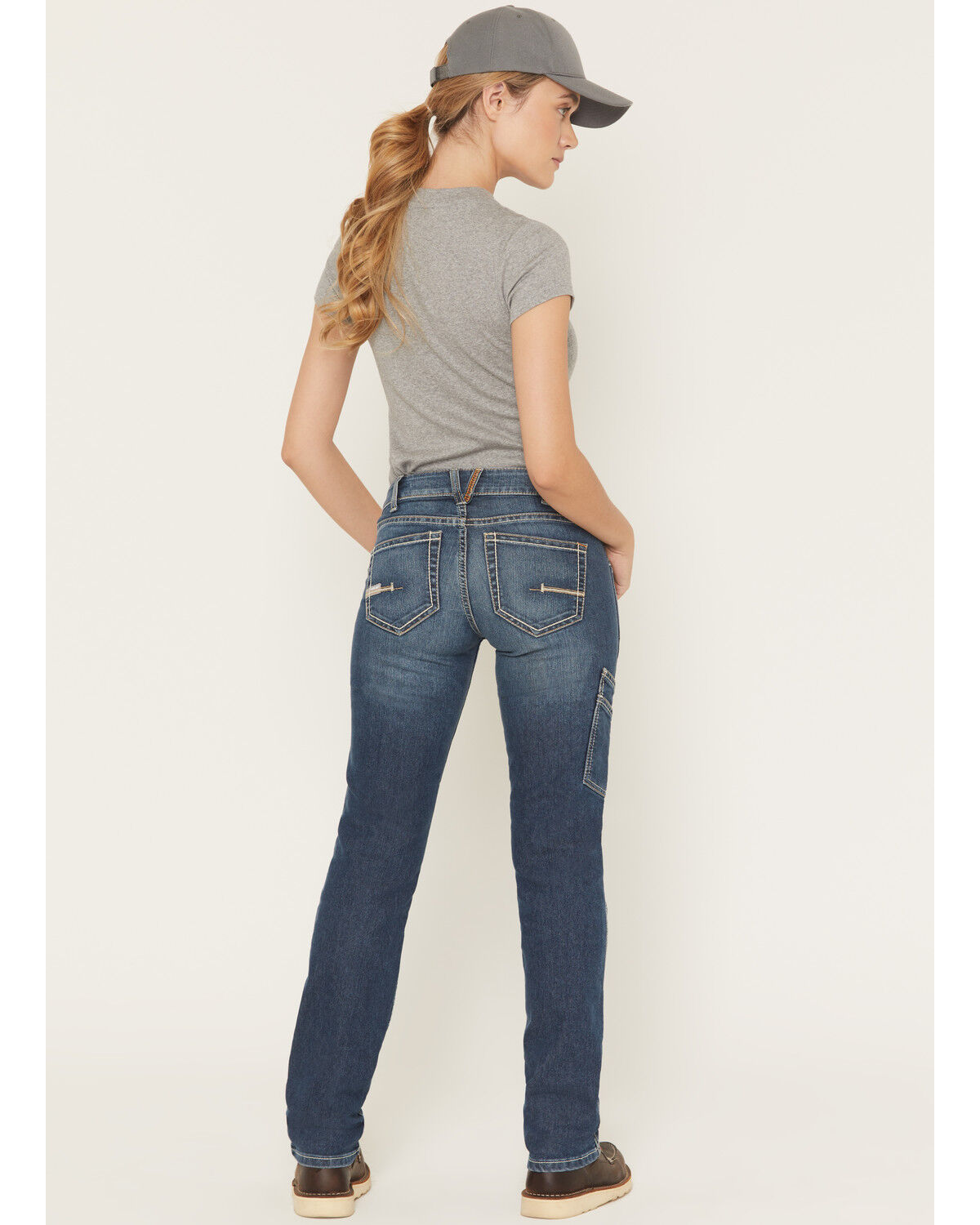 Image #3 - Ariat Women's Rebar Mid Rise Durastretch Nightride Riveter Work Straight Jeans, Blue, hi-res