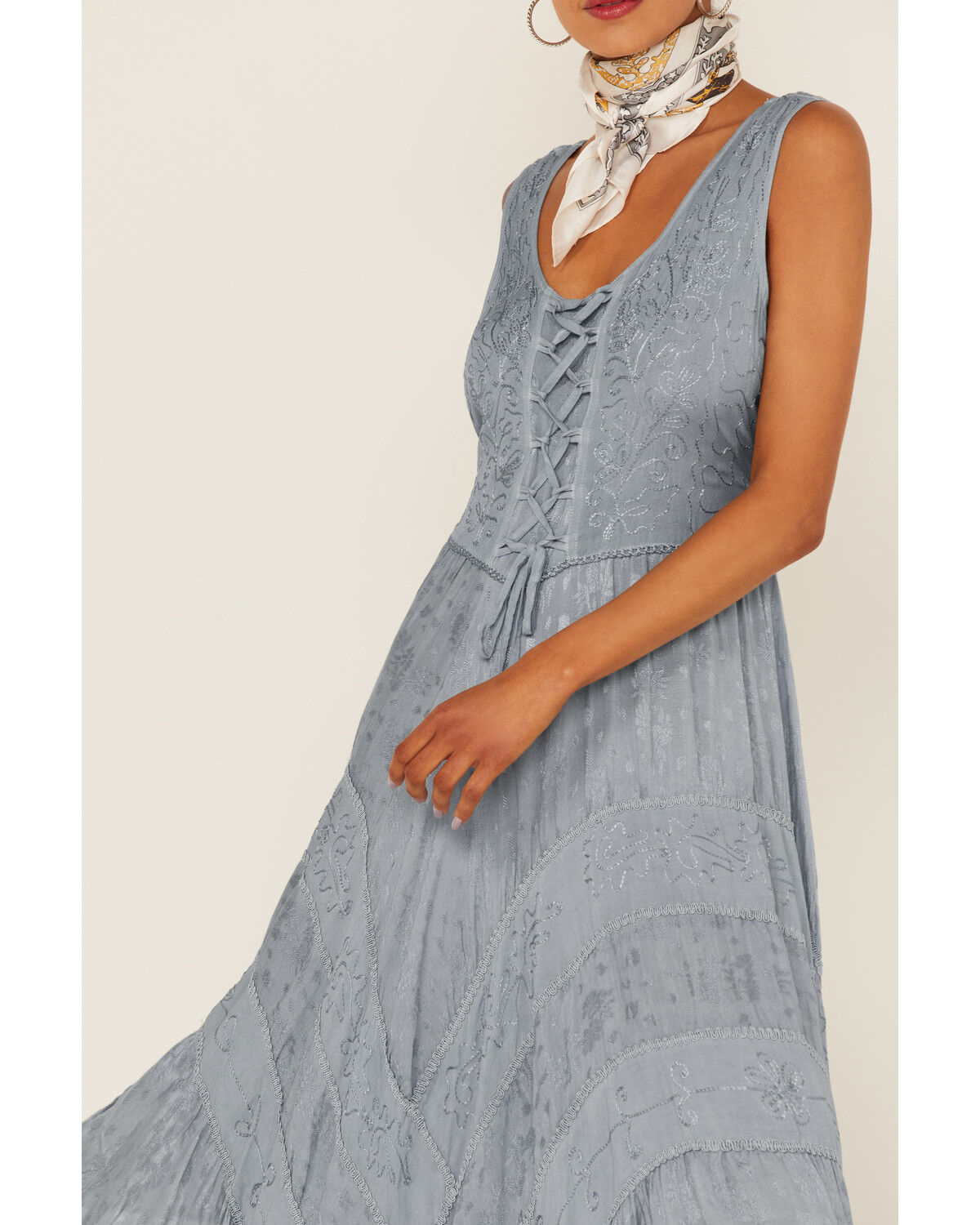 Image #3 - Scully Women's Lace-Up Jacquard Midi Dress, Grey, hi-res