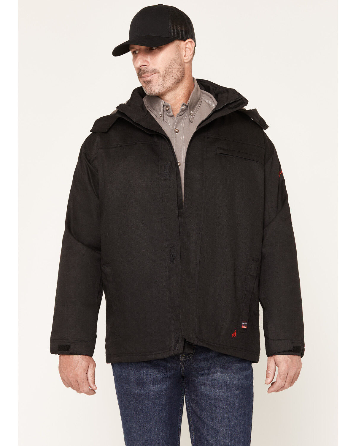 Image #1 - Forge Workwear Men's FR Insulated Ripstop Jacket, Black, hi-res