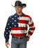 Image #1 - Roper Men's American Flag Long Sleeve Western Shirt, White, hi-res
