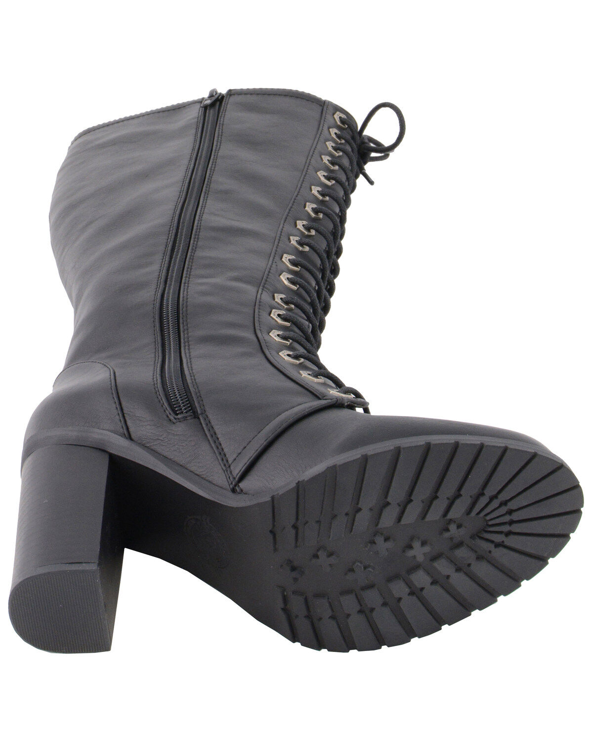 Image #6 - Milwaukee Leather Women's Lace To Toe Boots - Round Toe, Black, hi-res