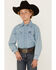 Image #2 - Wrangler Boys' Denim Long Sleeve Snap Western Shirt, Stonewash, hi-res