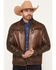 Image #1 - Scully Men's Leather Moto Jacket, Brown, hi-res