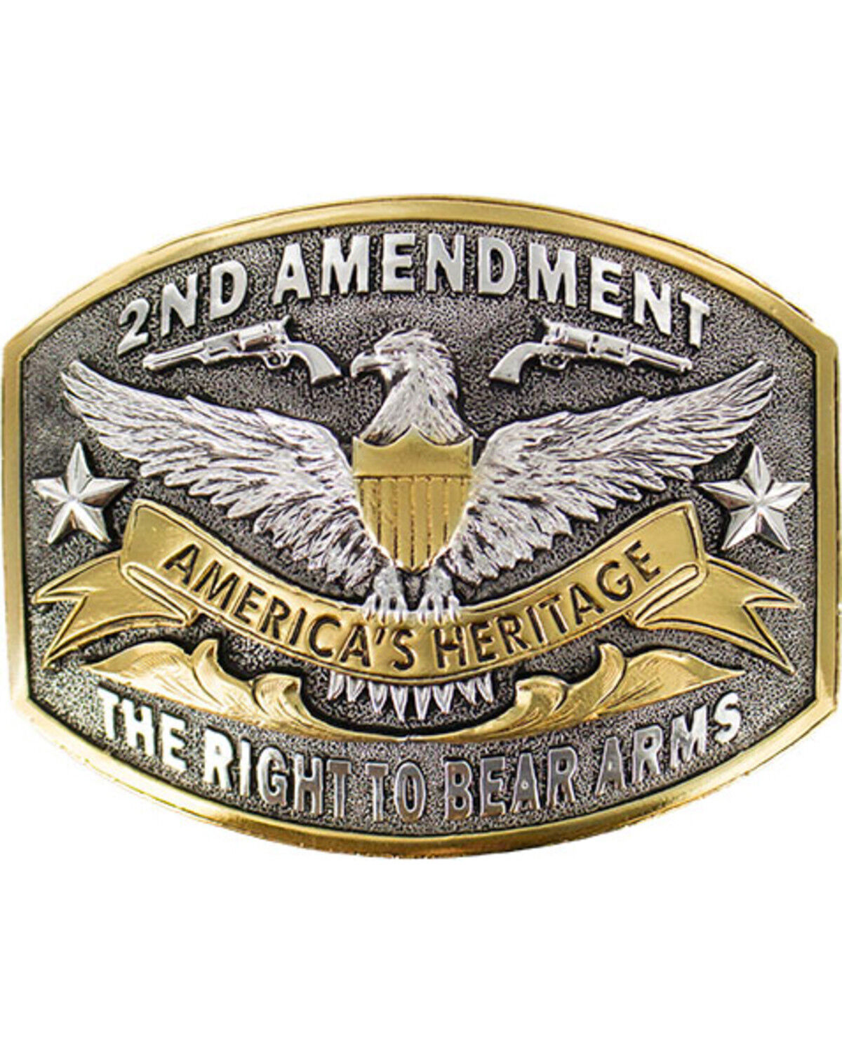 Image #1 - Cody James Men's Right To Bear Arms Buckle, Silver, hi-res