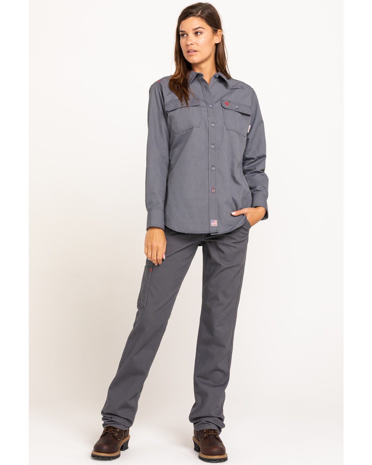 Image #6 - Ariat Women's FR Duralight Stretch Canvas Straight Leg Pants, Grey, hi-res