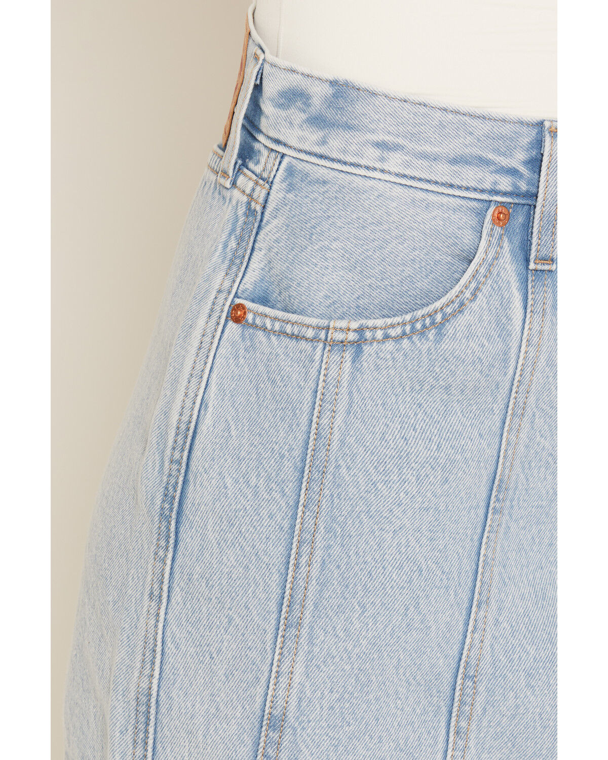 Image #2 - Levi's Women's Icon Light Wash Seamed Denim Mini Skirt, Light Wash, hi-res