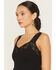 Image #2 - By Together Women's Seamless Lace Ribbed Tank, Black, hi-res