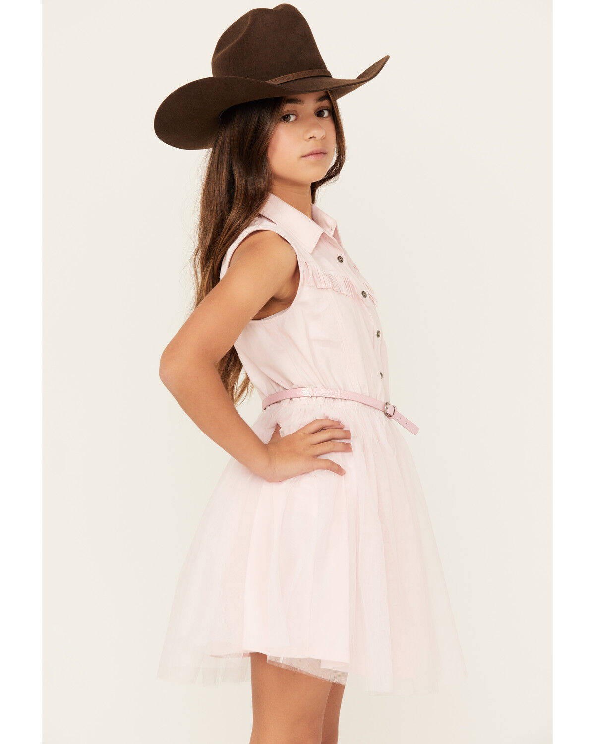 Image #2 - Sugar California Girls' Boot Barn Exclusive Fringe Tutu Dress, Pink, hi-res