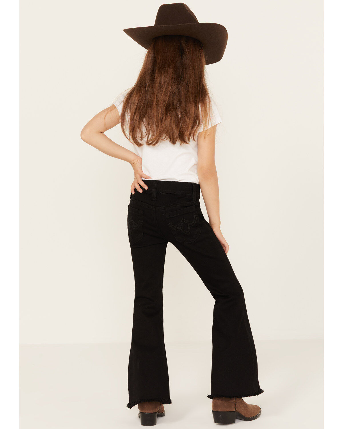 Image #3 - Shyanne Little Girls' Pull-On Super Stretch Denim Flare Jeans, Black, hi-res