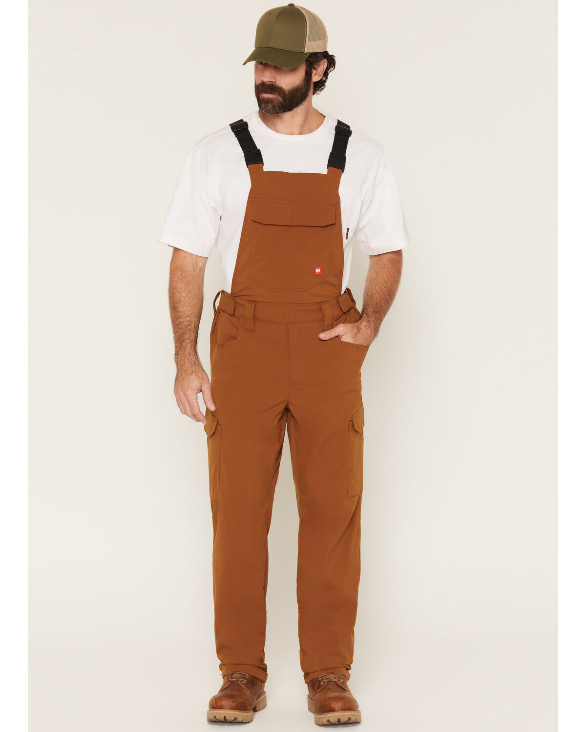 Image #1 - Strauss Men's Stretch Ripstop Cargo Work Bib Overalls, Brown, hi-res