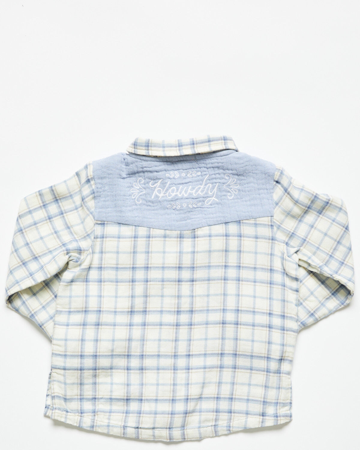 Image #3 - Angel Dear Toddler Boys' Plaid Print Long Sleeve Pearl Snap Western Shirt, Blue, hi-res