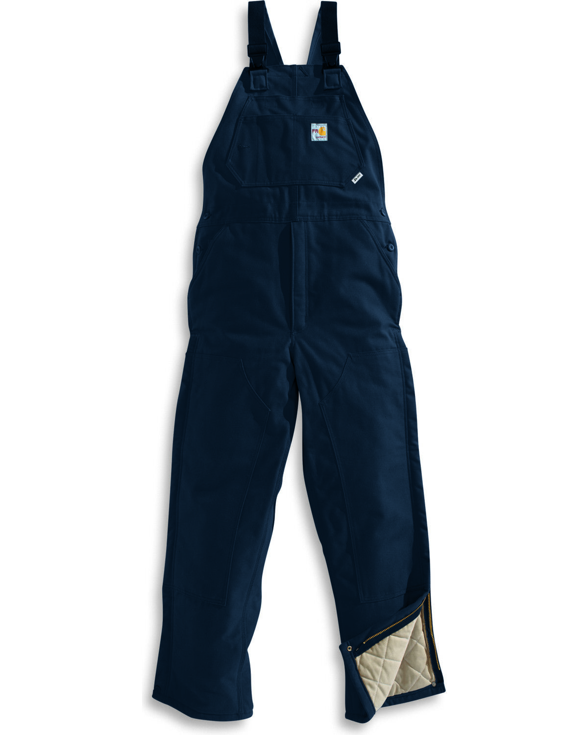 Carhartt Men's FR Duck Quilt-Lined Bib Overalls - Big & Tall, Navy, hi-res