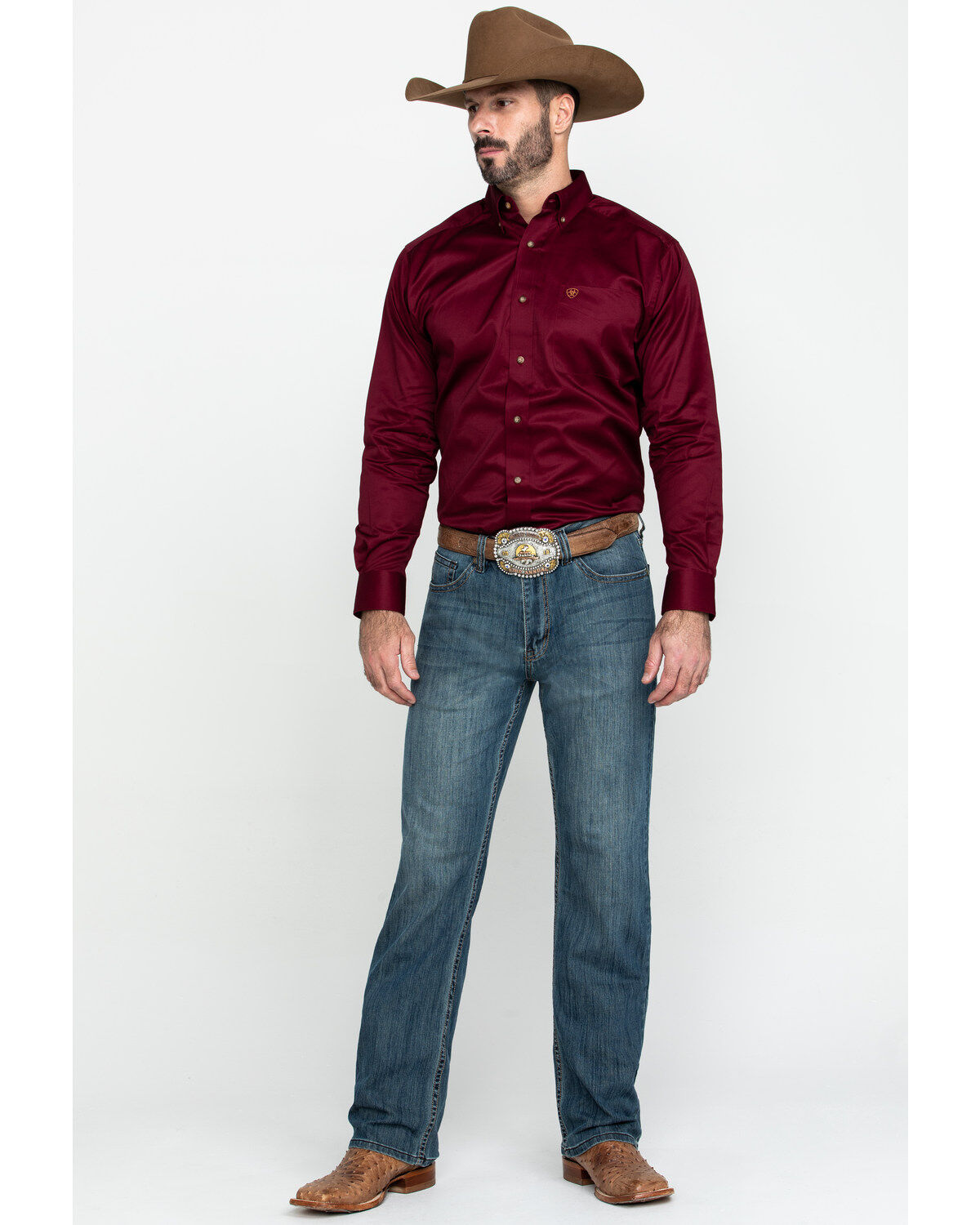 Image #6 - Ariat Men's Burgundy Solid Twill Long Sleeve Western Shirt - Big & Tall, Burgundy, hi-res