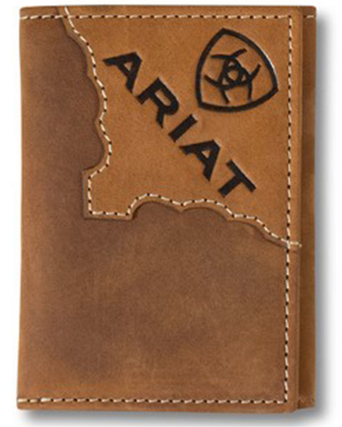 Image #1 - Ariat Men's Tri-Fold Two Tone Leather Wallet, Brown, hi-res