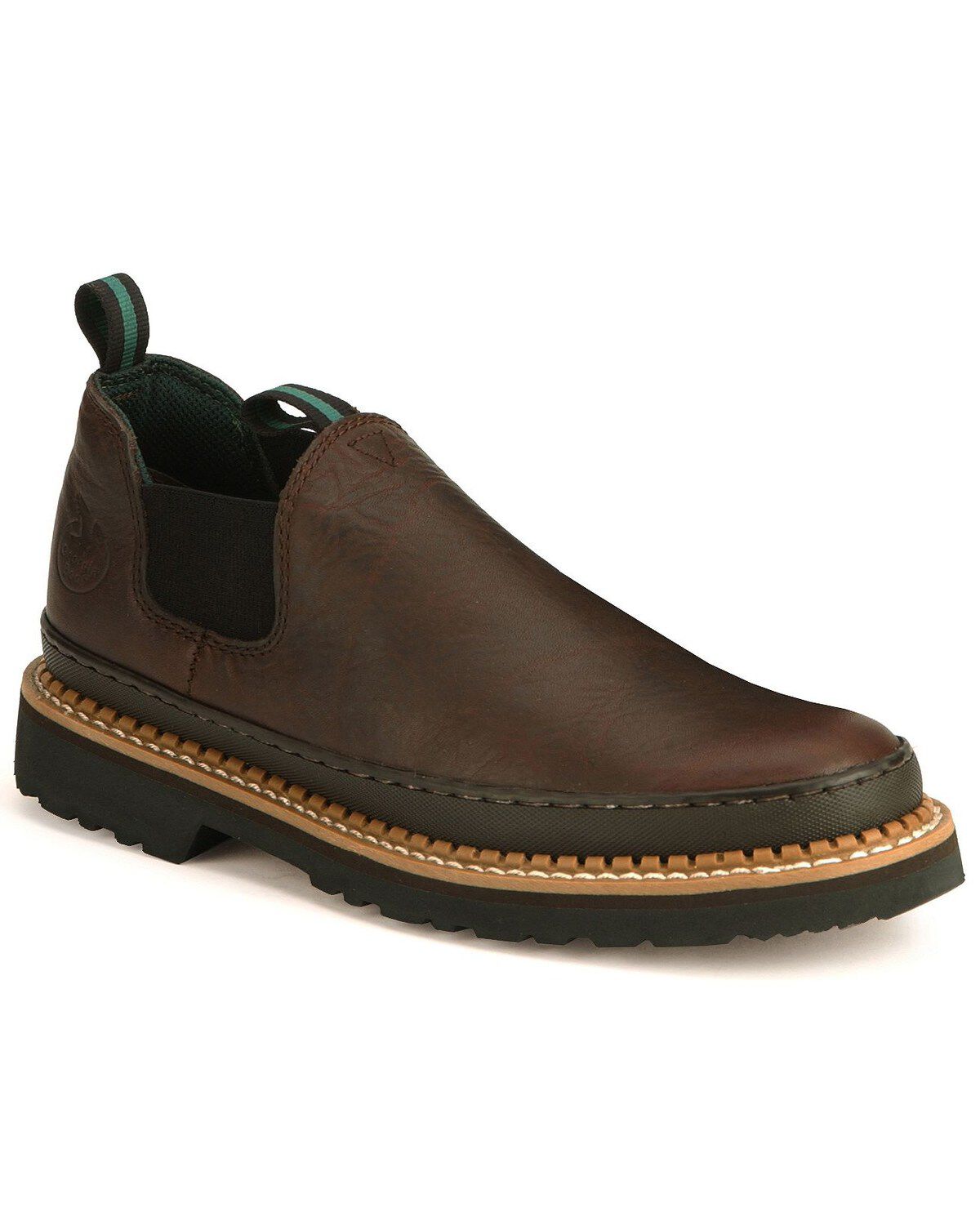 Image #1 - Georgia Boot Men's Georgia Giant Romeo Slip-On Work Shoes - Soft Toe, Dark Brown, hi-res