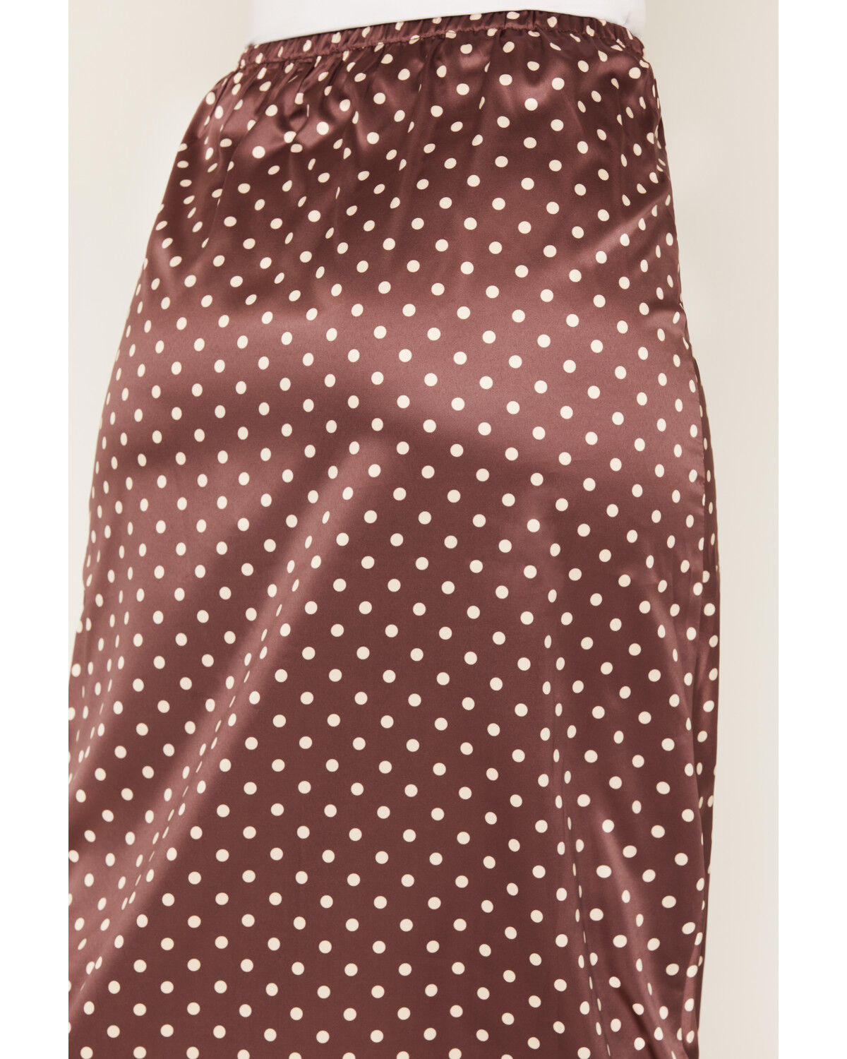 Image #4 - By Together Women's Polka Dot Satin Midi Skirt, Chocolate, hi-res