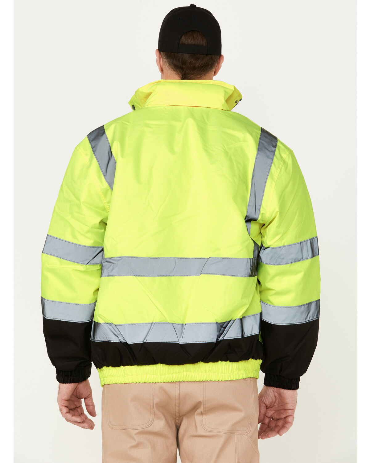 Image #4 - Hawx Men's High-Visibility Bomber Work Jacket, Yellow, hi-res