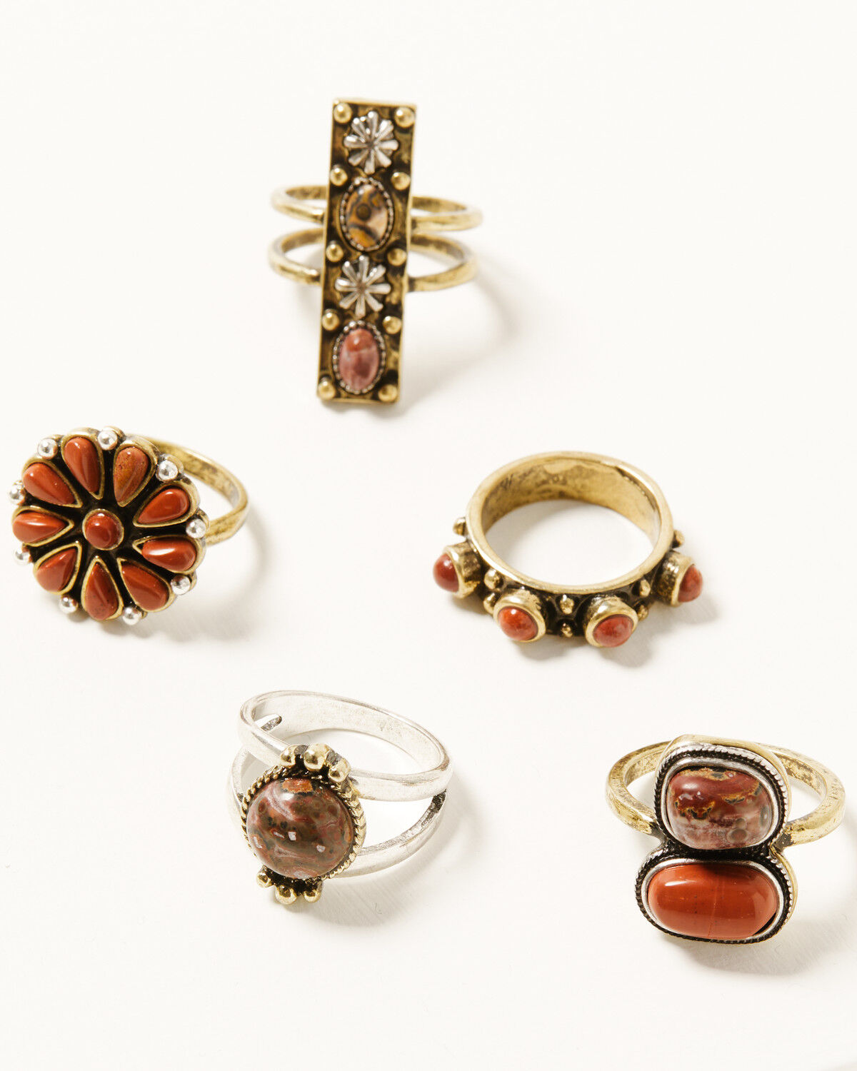 Image #1 - Shyanne Women's Desert Rose Antique Gemstone Ring Set - 5 Piece, Gold, hi-res