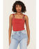 Image #1 - Rock & Roll Denim Women's Buckle Tank Top, Red, hi-res