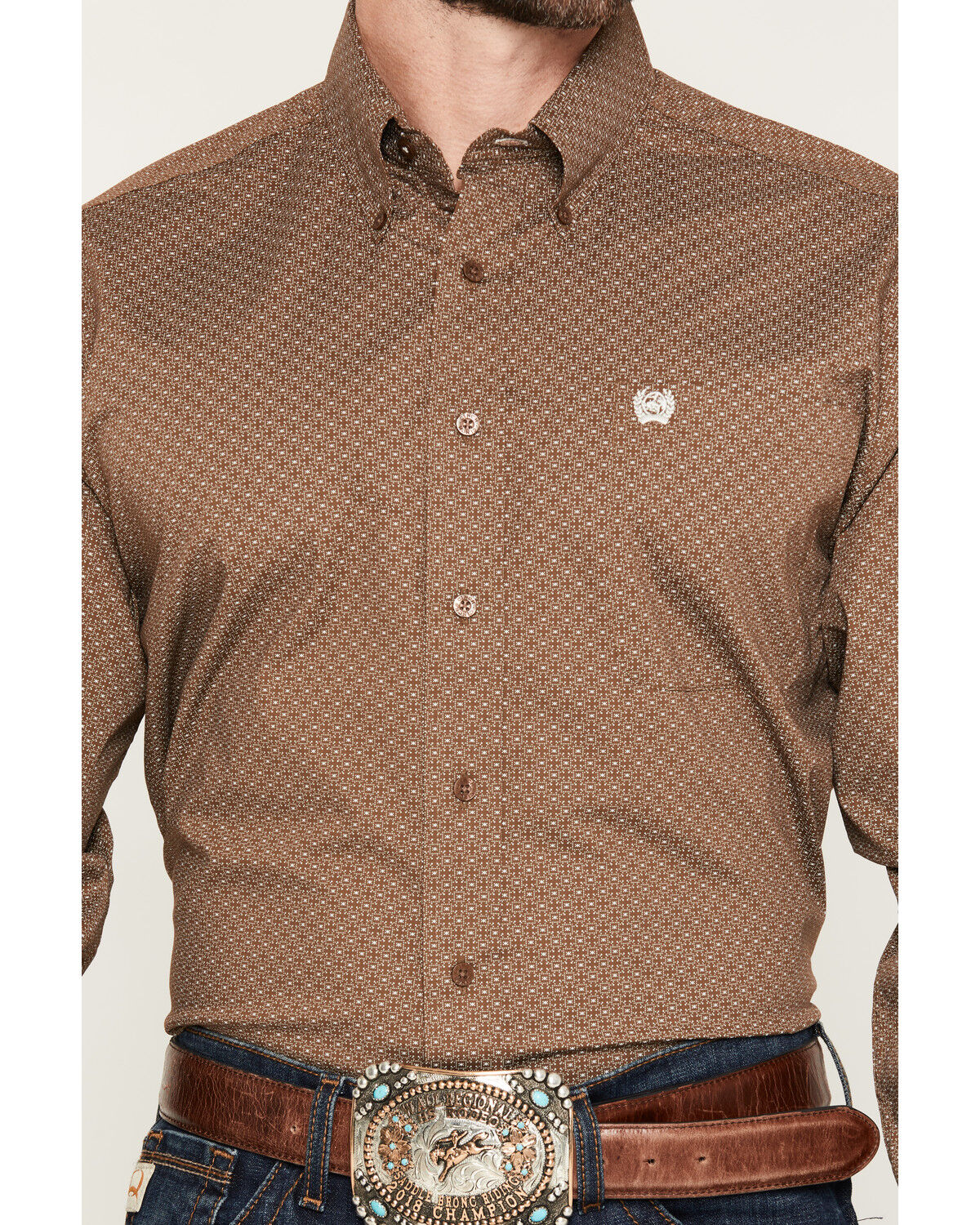 Image #3 - Cinch Men's Geo Print Long Sleeve Button-Down Stretch Western Shirt, Brown, hi-res
