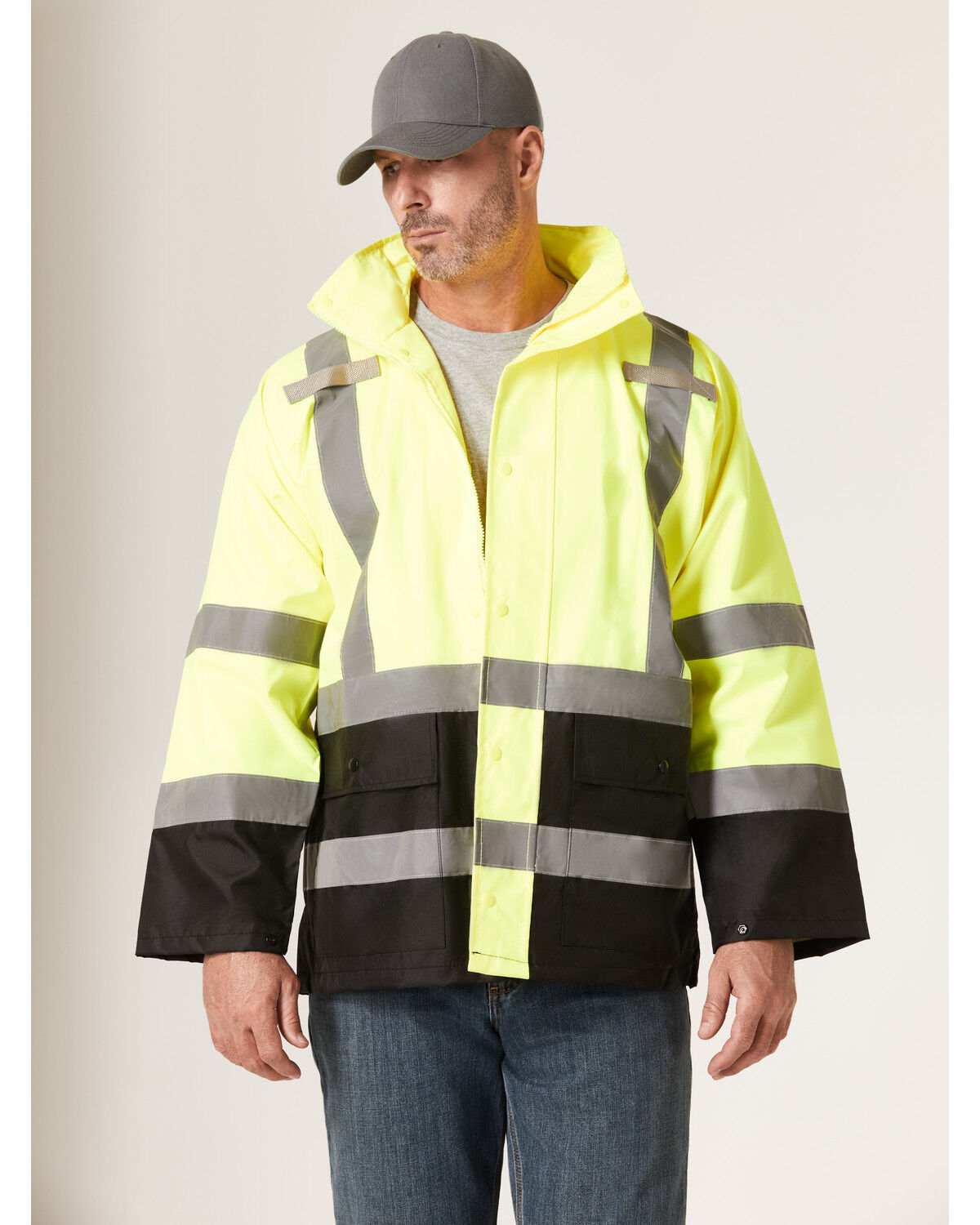 Image #1 - Utility Pro Men's HiVis Waterproof Rain Jacket, Yellow, hi-res