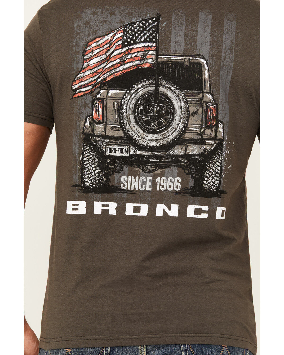 Image #4 - Buckwear Men's Bronco Freedom Short Sleeve Graphic T-Shirt, Grey, hi-res