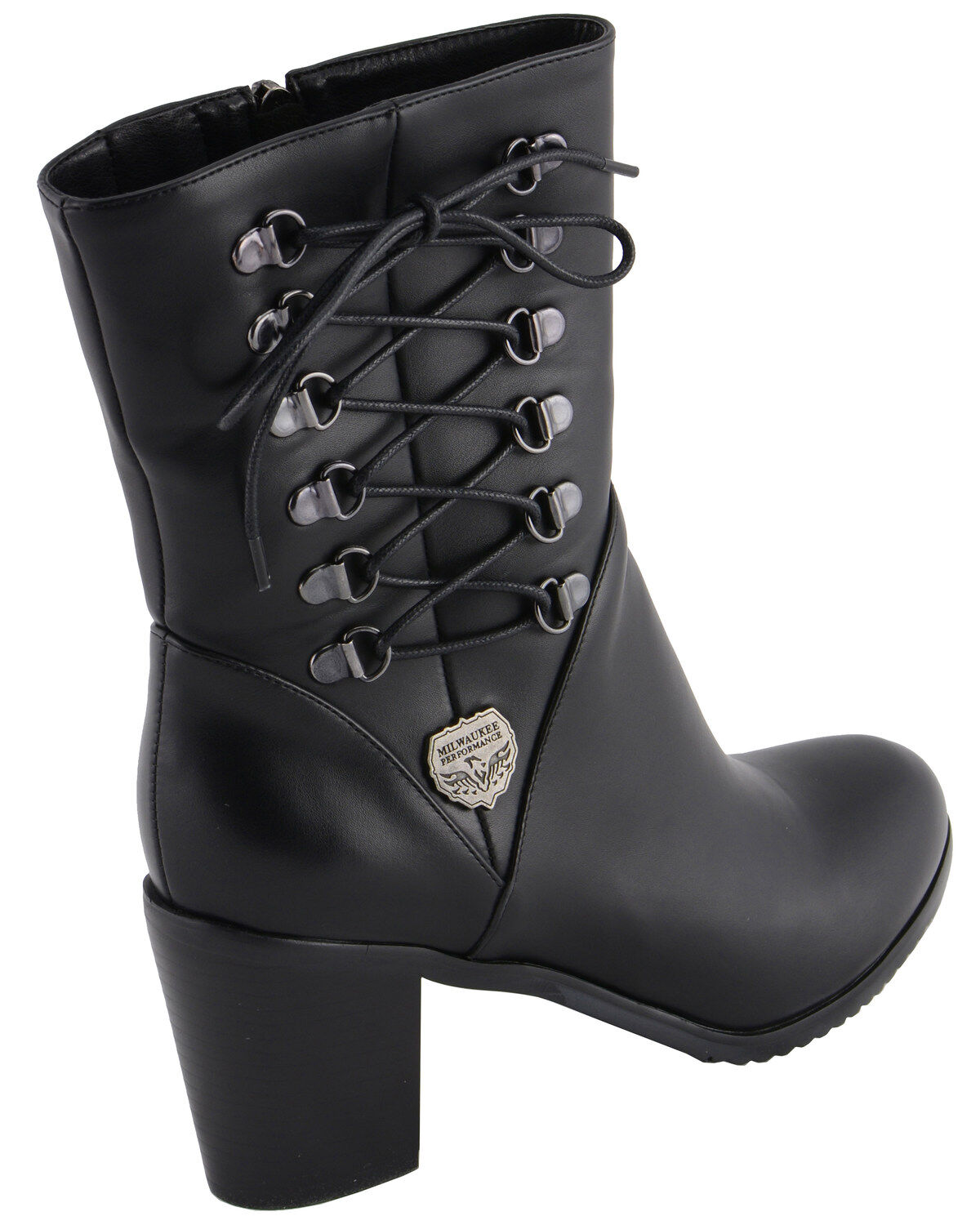 Image #9 - Milwaukee Leather Women's Laced Side Riding Boots - Round Toe, Black, hi-res