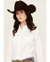 Image #2 - Wrangler Retro Women's Solid Long Sleeve Button-Down Stretch Western Shirt, White, hi-res