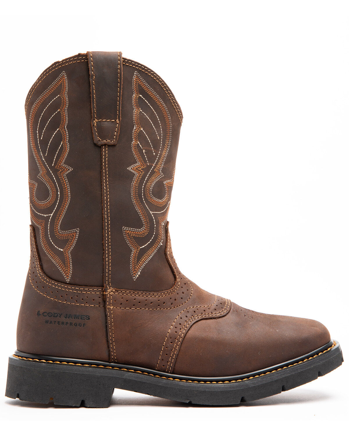 Image #2 - Cody James Men's 11" Mustang Saddle Waterproof Western Work Boots - Soft Toe, Dark Brown, hi-res